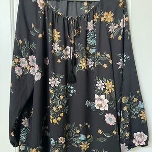 LOFT Floral Black Blouse